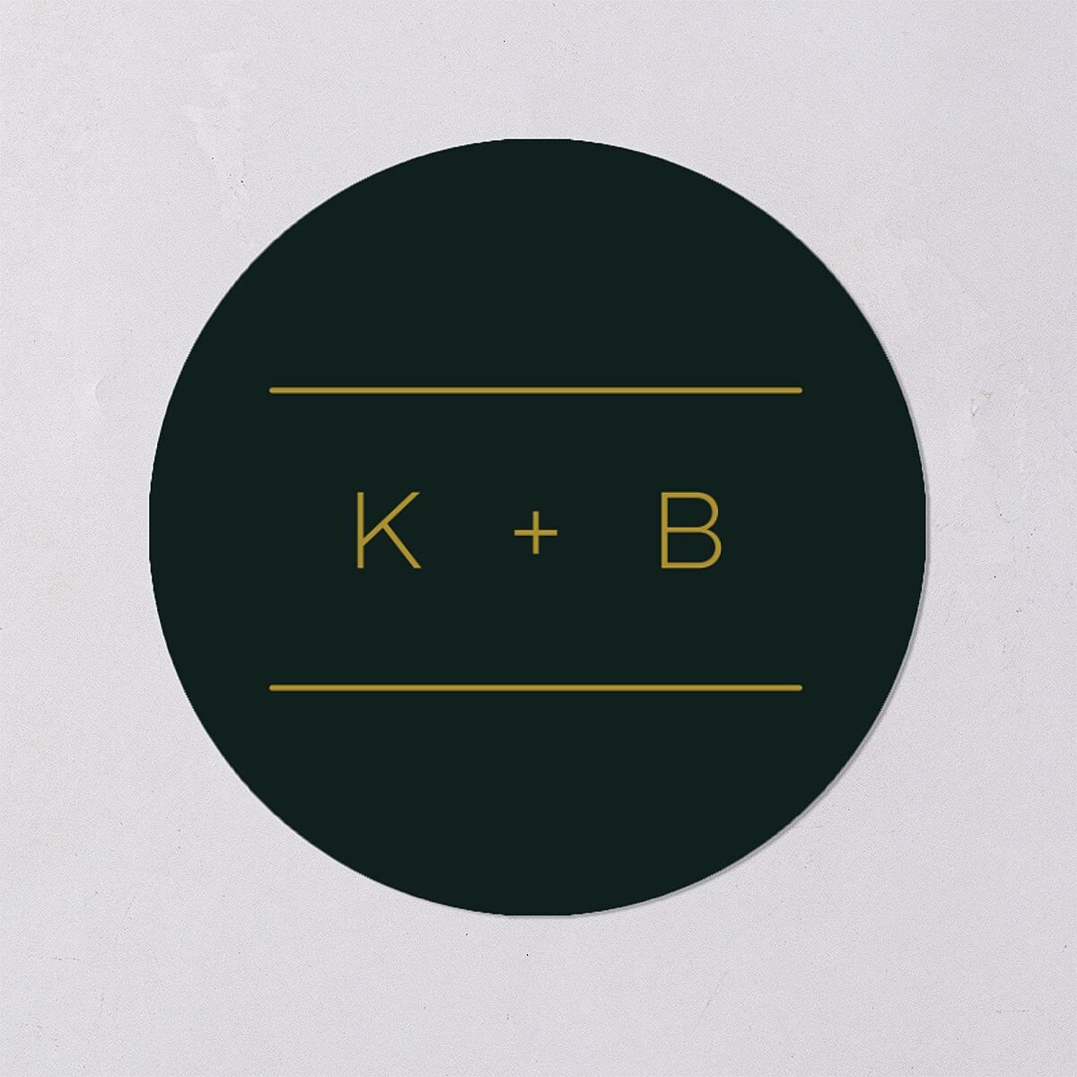 Gold Calligraphy Wedding Stickers Dark Green Circle