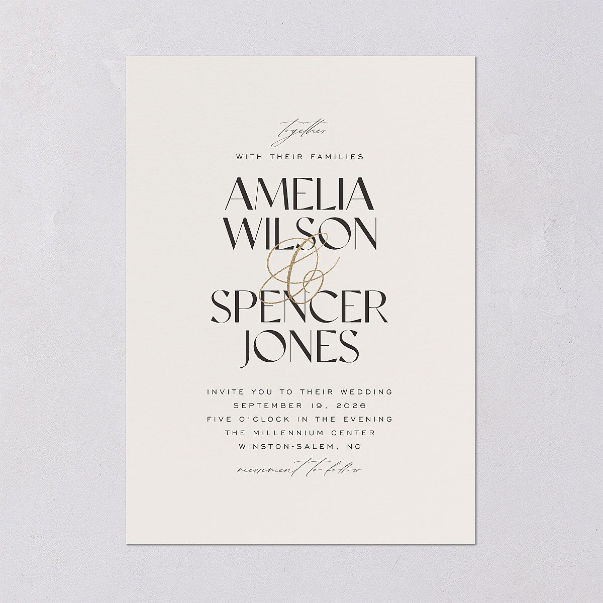 Together Wedding Invitations Gold Champagne Signature Blank No Standard