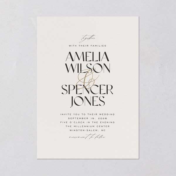 Together Wedding Invitations Gold Champagne Signature Blank No Standard