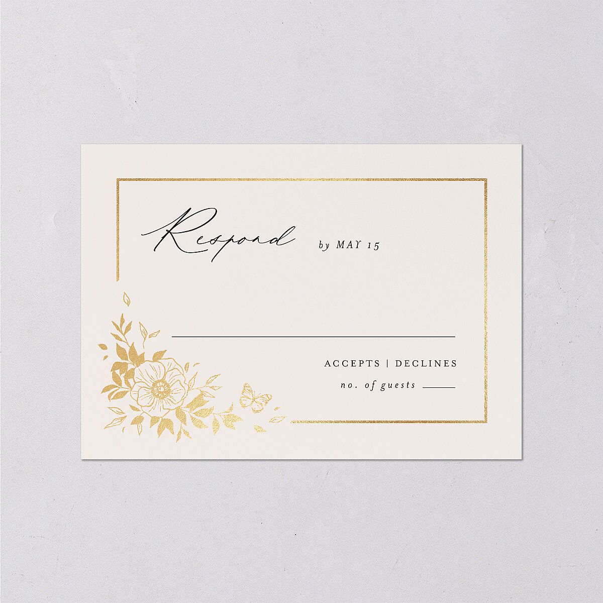 Baroque Garden Wedding Response Cards Gold Champagne Signature Standard