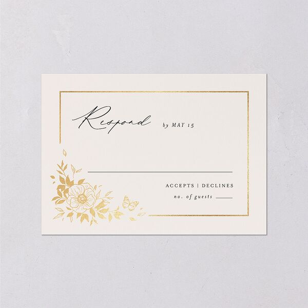 Baroque Garden Wedding Response Cards Gold Champagne Signature Standard