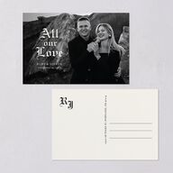 Minimalist Gothic Typography Photo Thank You Postcards Midnight