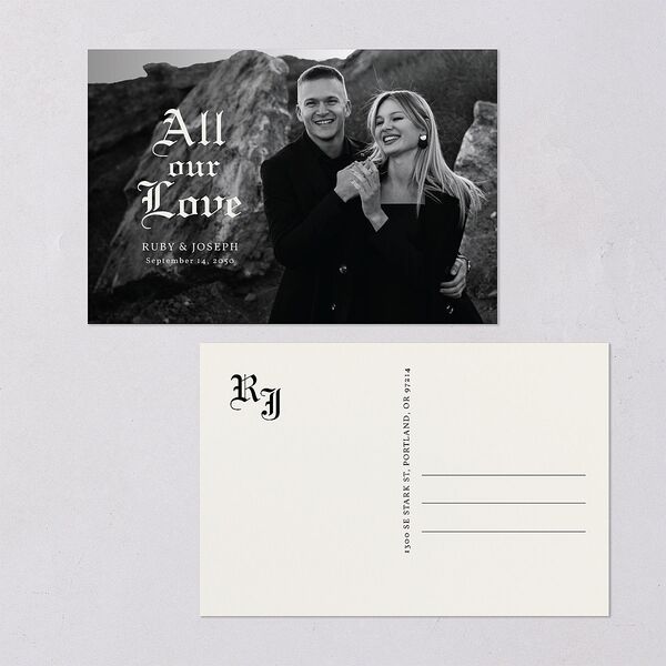 Minimalist Gothic Typography Photo Thank You Postcards Midnight