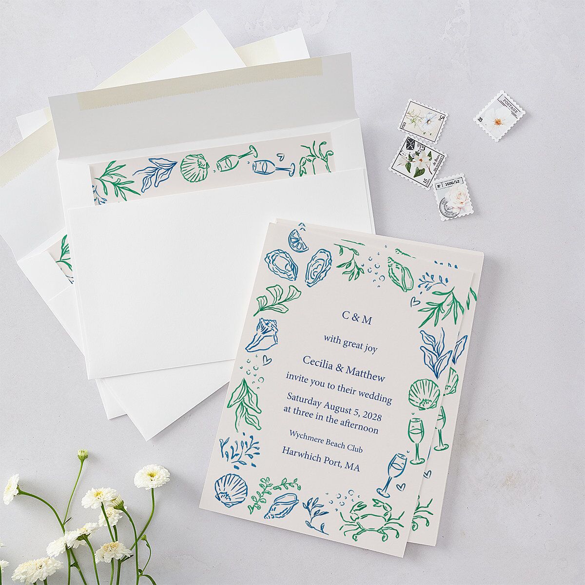 Nautical Border Wedding Invitations — view 4
