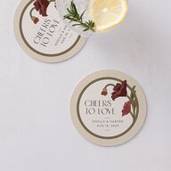 Vintage Nouveau Floral Coasters Merlot Cardboard Circle