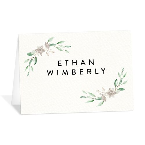 Watercolor Crest Place Cards Licorice Signature
