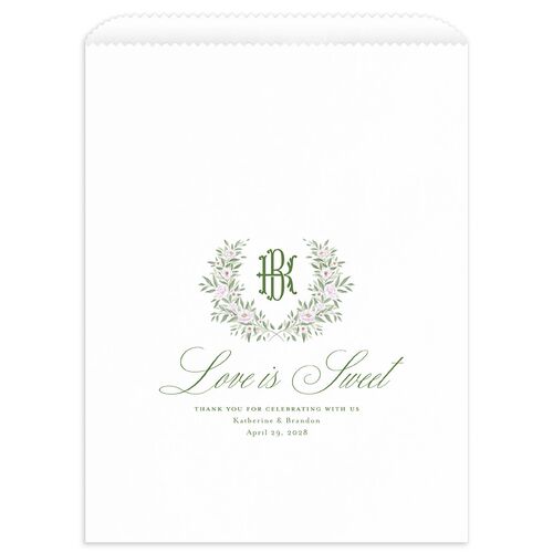 Luxury Floral Monogram Wedding Day Paper Favor Bags Lavender White Wax-Lined Food Safe Paper