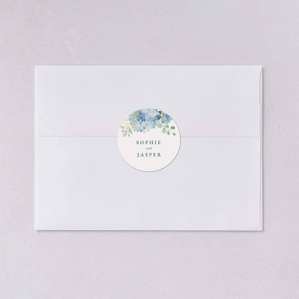 Gilded Hydrangea Wedding Stickers Ocean Circle