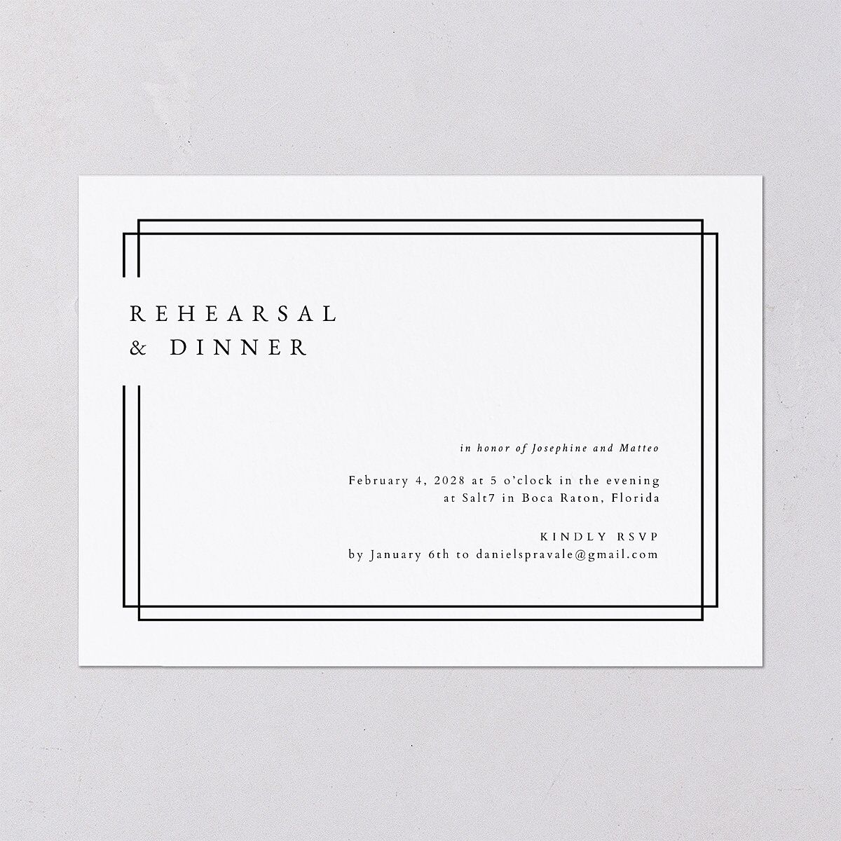 Double Frame Rehearsal Dinner Invitations — view 2