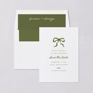 Dainty Bow Save the Date Cards Peridot Signature smooth Blank No Standard