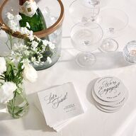 We're Engaged Calligraphy Engagement Party Cocktail Napkins Champagne Napkin Uncoined