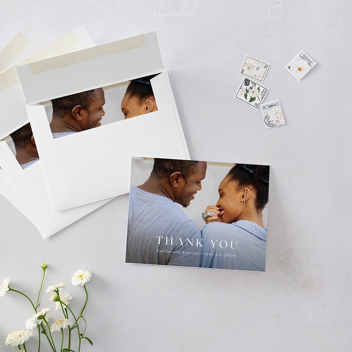 Wild Pansies Thank You Cards Rose Gold