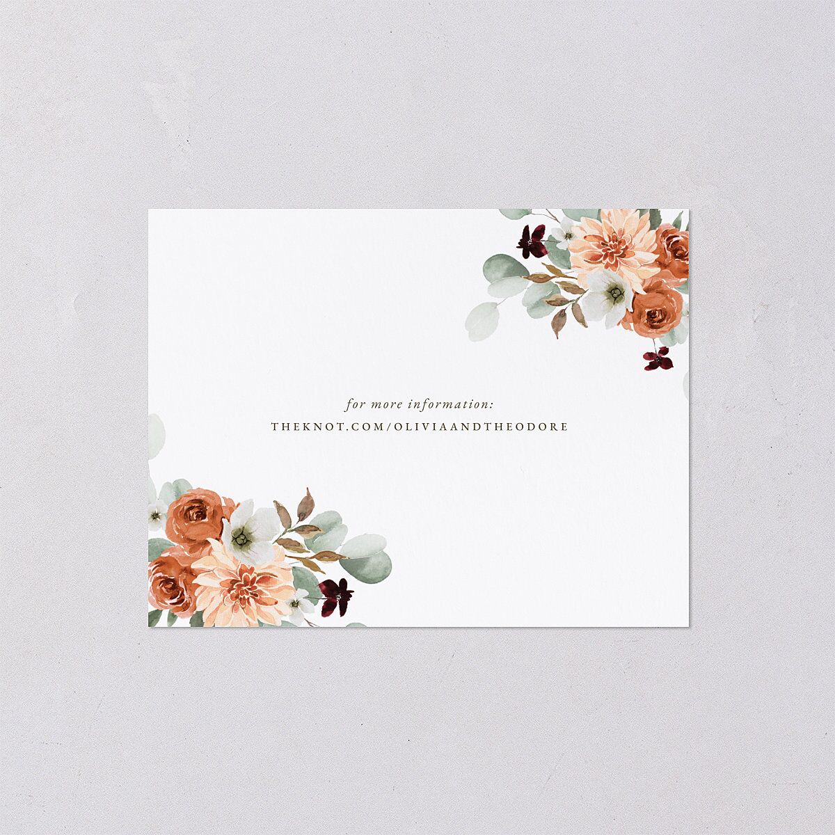 Eucalyptus Bouquet Save the Date Petite Cards Terracotta Signature smooth Blank No Standard