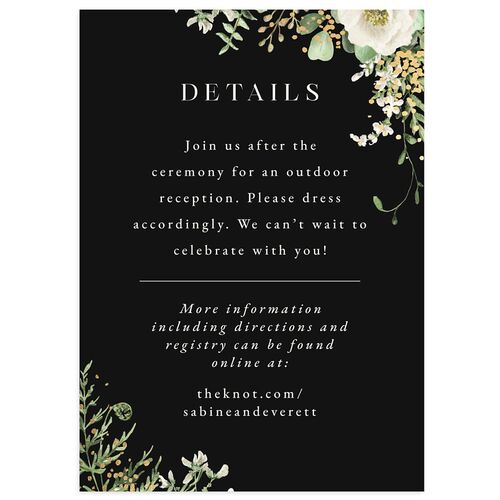 Gilded Fern Frame Botanical Wedding Event Detail Cards Gold Charcoal Signature Standard