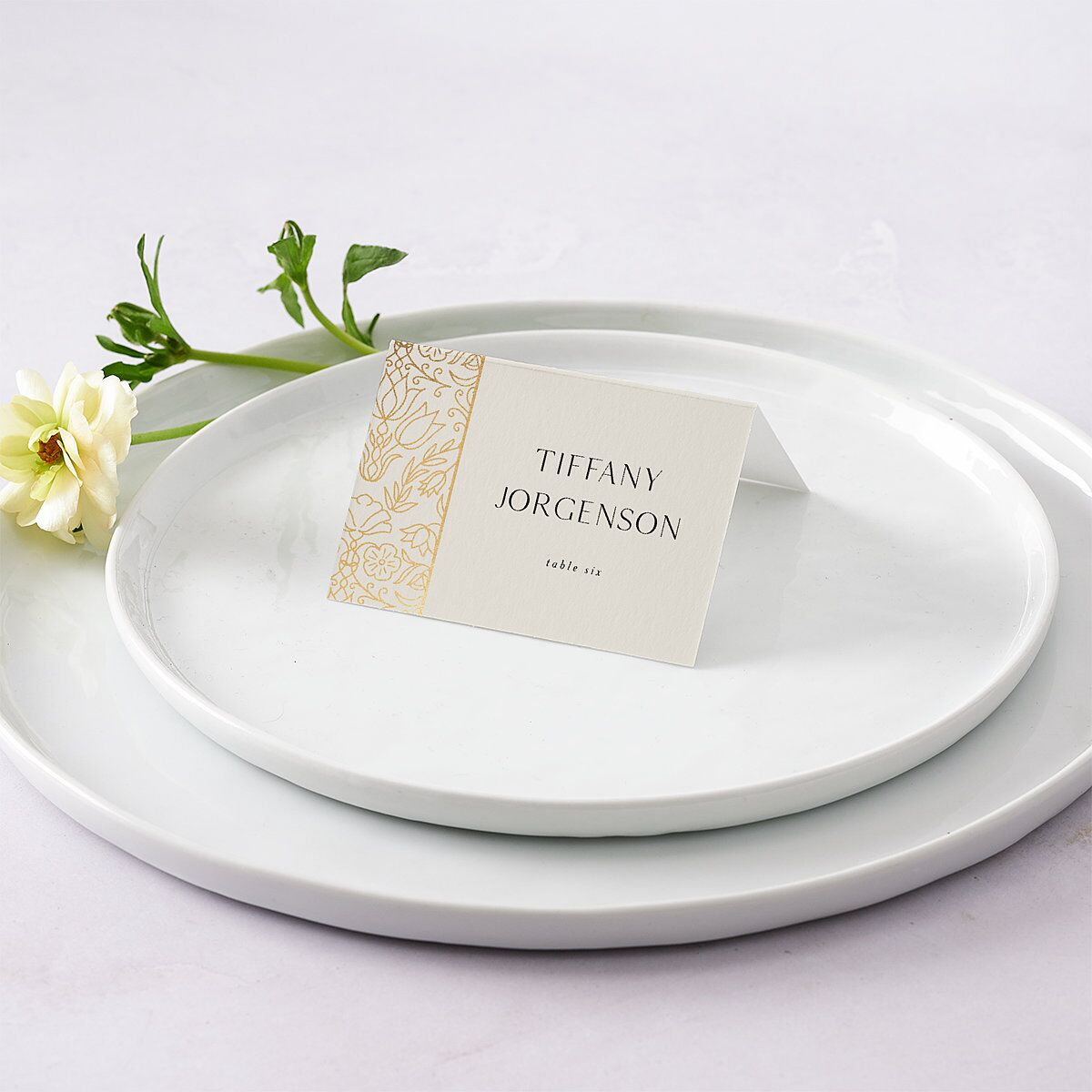 Ornate Regency Place Cards Gold Bisque Signature