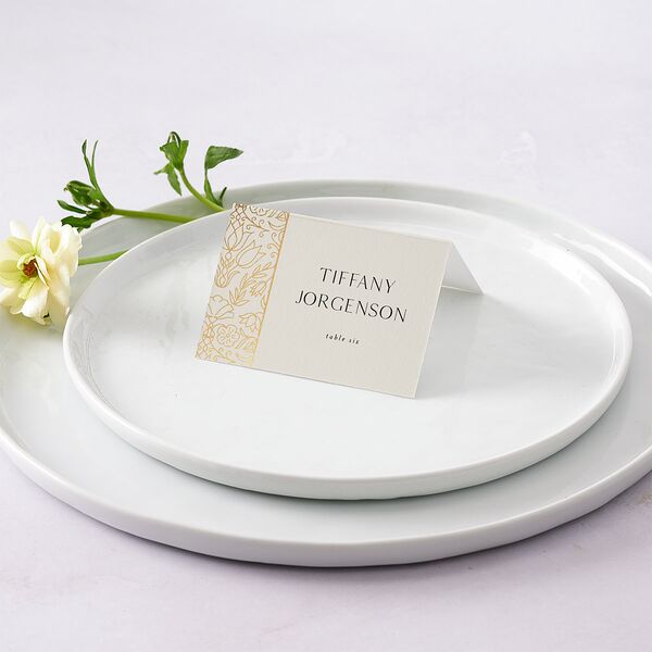 Ornate Regency Place Cards Gold Bisque Signature