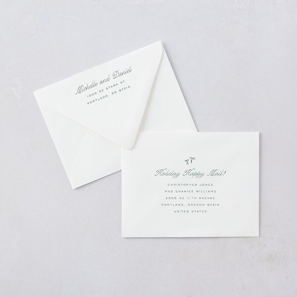 Whimsical Hand Drawn Photo Frames Thank You Card Euro Envelopes White Eucalyptus Both Recipient and Return Addresses Luxe Signature