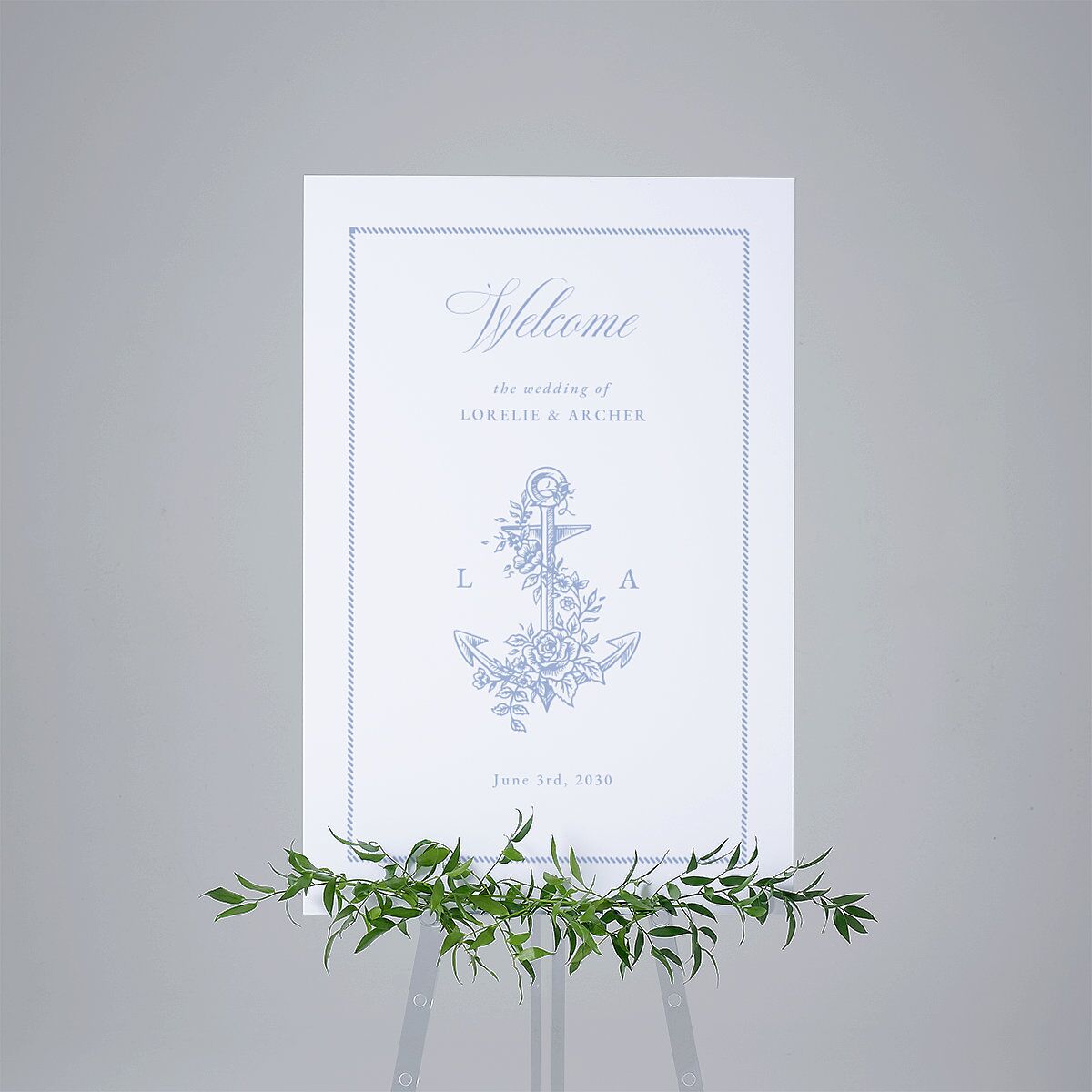 Coastal Oysters and Anchors Standard Welcome Sign Large Sea Blue Standard Indoor Foam Core L Welcome