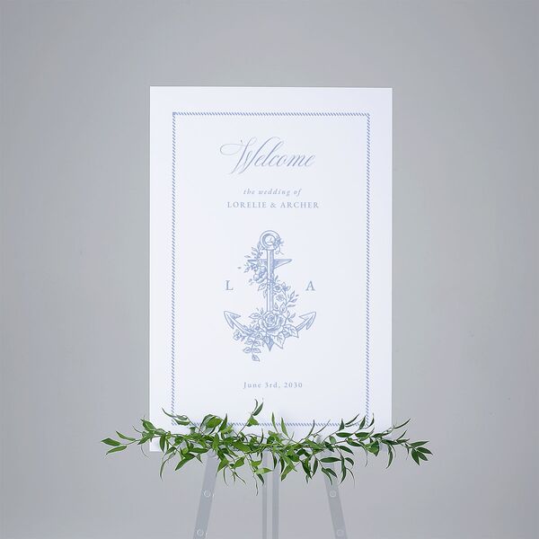 Coastal Oysters and Anchors Standard Welcome Sign Large Sea Blue Standard Indoor Foam Core L Welcome