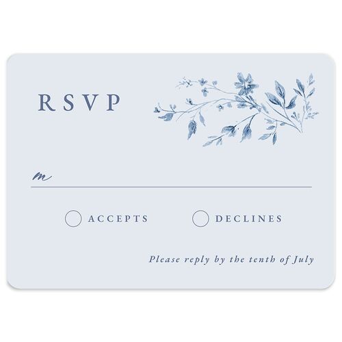 Timeless Floral Wedding Response Cards Dusty Blue Signature Rounded