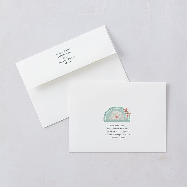 Twilight Pond Bridal Shower Invitation Envelopes White Standard Sky Both Recipient and Return Addresses Signature