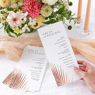 Lavish Palm Wedding Programs Rose Gold Pure White Signature