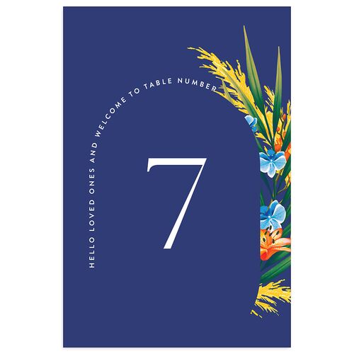 Hawaiian Tropical Orchid Oval Table Numbers Sapphire Signature