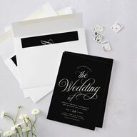 Elegant Hollywood Calligraphy Wedding Invitations Licorice Signature Blank No Standard