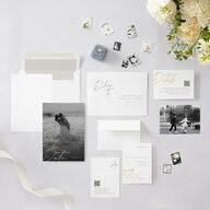 Gilded Corner Save The Date Cards Gold Pure White Signature smooth Blank No Standard