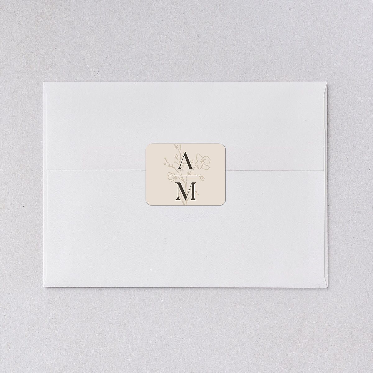 Rustic Monogram Wedding Stickers Sand Rounded