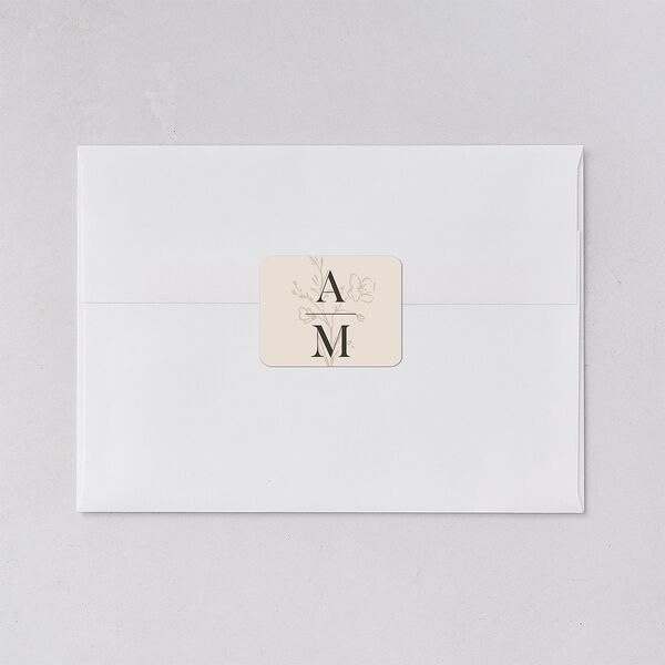 Rustic Monogram Wedding Stickers Sand Rounded
