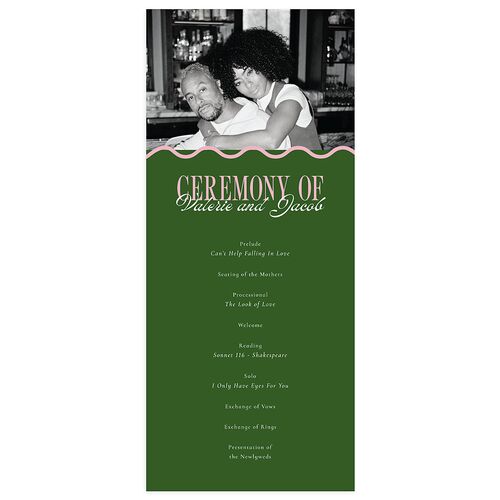 Wavy Frame Photo Wedding Programs Scottish Green Signature