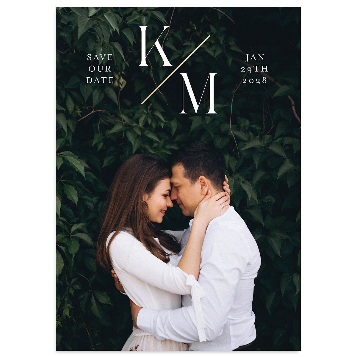 Monogram Slant Foil Save the Date Cards