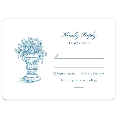 Elegant Italian Toile Wedding Response Cards Regency Blue Signature Rounded