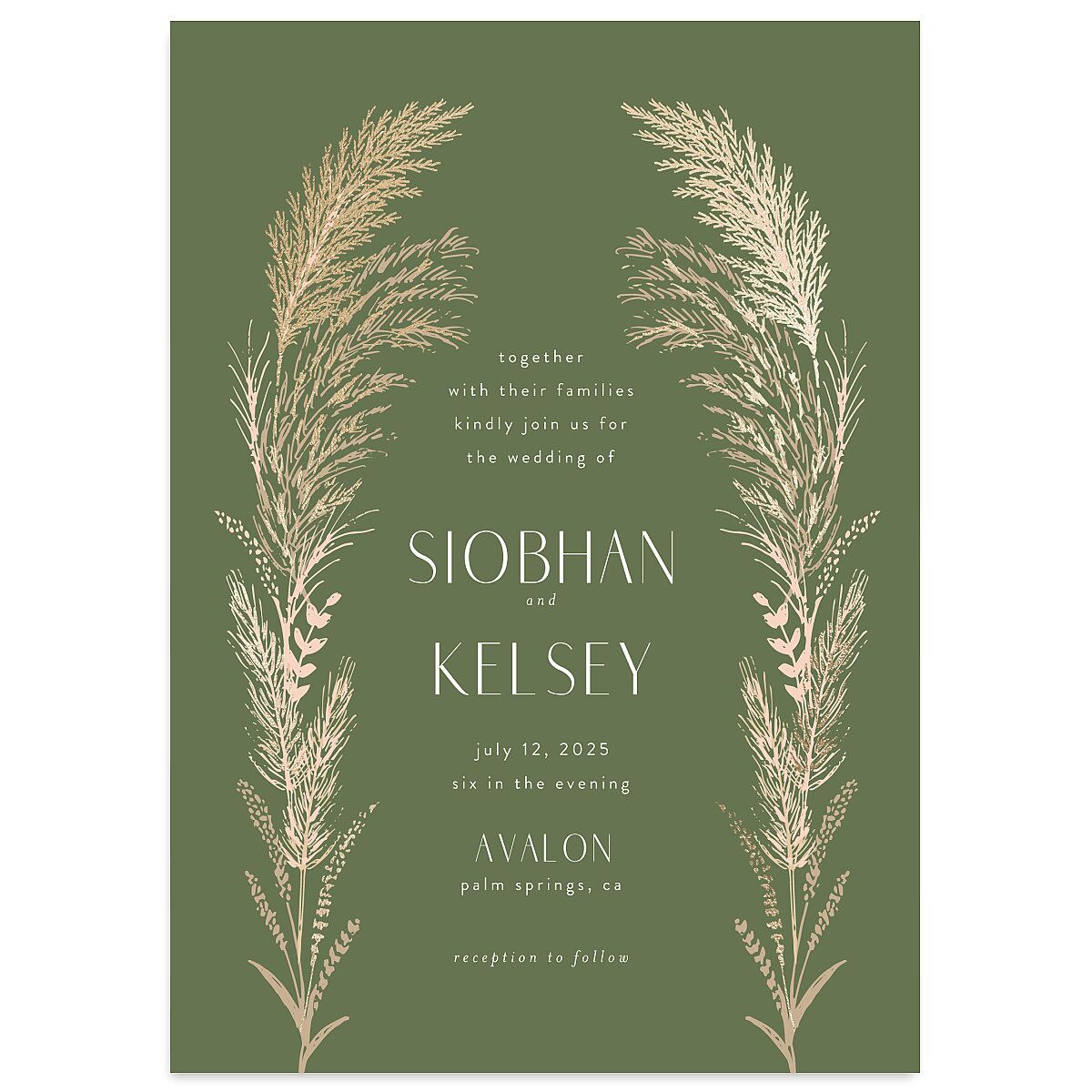 Regal Pampas Wedding Invitations