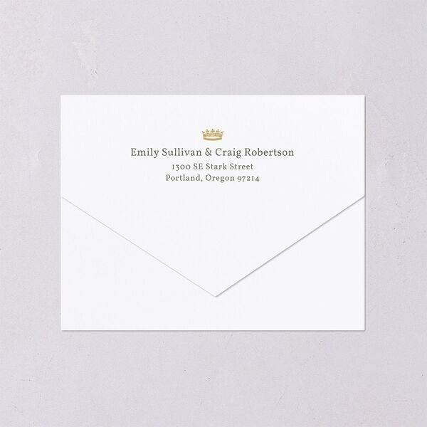 Vintage Regency Monogram Frame Foil All-in-One Wedding Invitations Pure White Signature Light Both Recipient and Return Addresses No