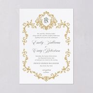 Vintage Regency Monogram Frame Wedding Invitations Pure White Signature Blank No Standard