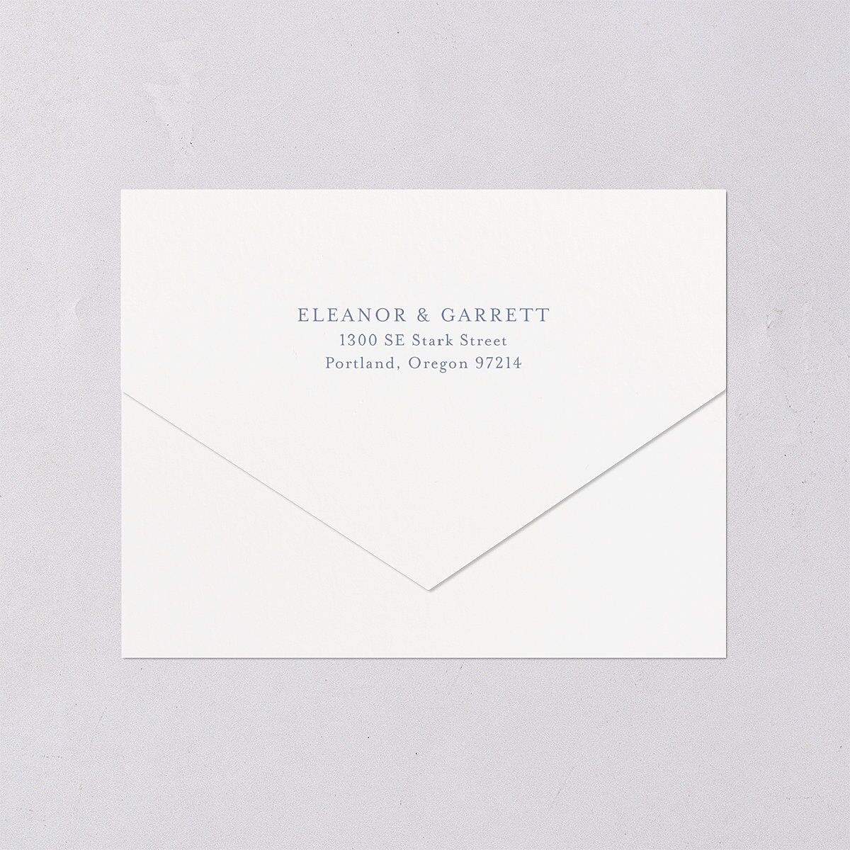 Vintage French Floral Toile All-in-One Wedding Invitations Dusty Blue Signature Light Both Recipient and Return Addresses No