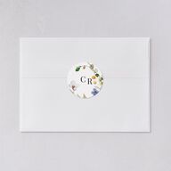 Delicate Wildflower Wedding Stickers Pure White Circle