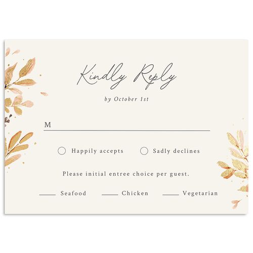 Leafy Garland Foil Wedding Response Cards Gold Champagne Signature Standard