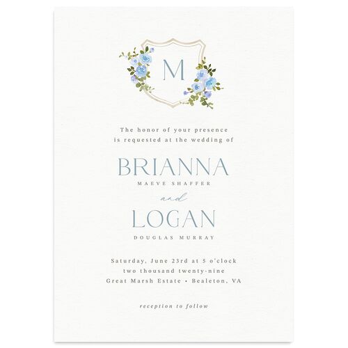 Watercolor Floral Crest Wedding Invitations Cornflower Signature Blank Standard No