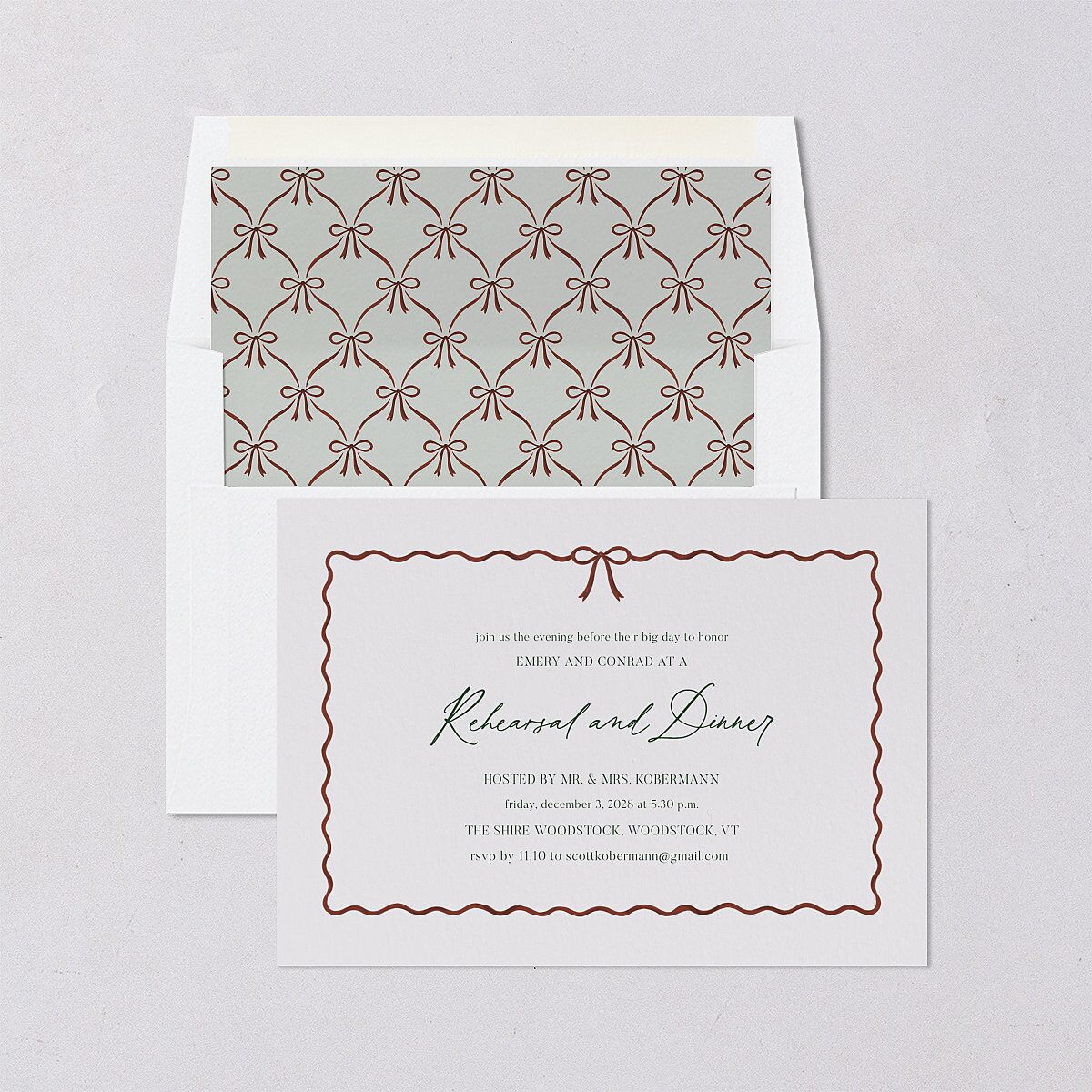 Festive Garland Rehearsal Dinner Invitations Hunter Green Signature Blank