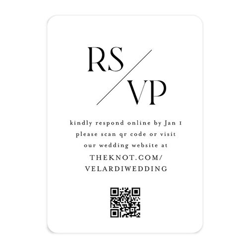 Monogram Slant QR Code RSVP Cards Licorice Signature Rounded