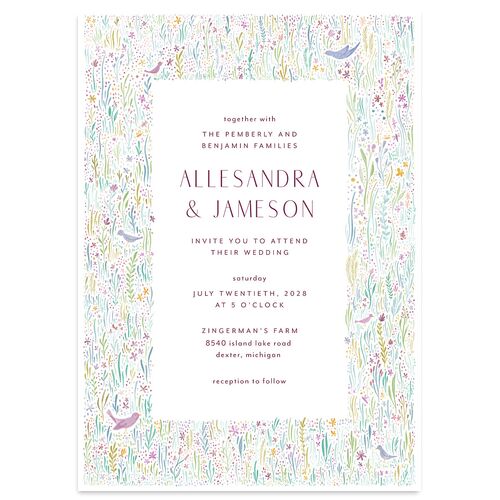 Cottage Wildflowers Wedding Invitations Iris Signature Blank No