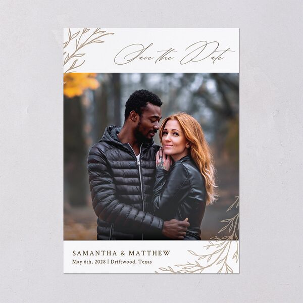 Rustic Branches Save The Date Cards Biscotti Signature smooth Blank No