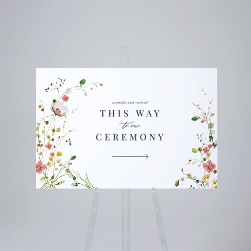 Delicate Wildflower Standard Direction Sign Large Peach Pink Standard Outdoor Corrugated L Direction