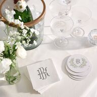 Luxury Floral Monogram Wedding Day Coasters Cotton Cardboard Circle