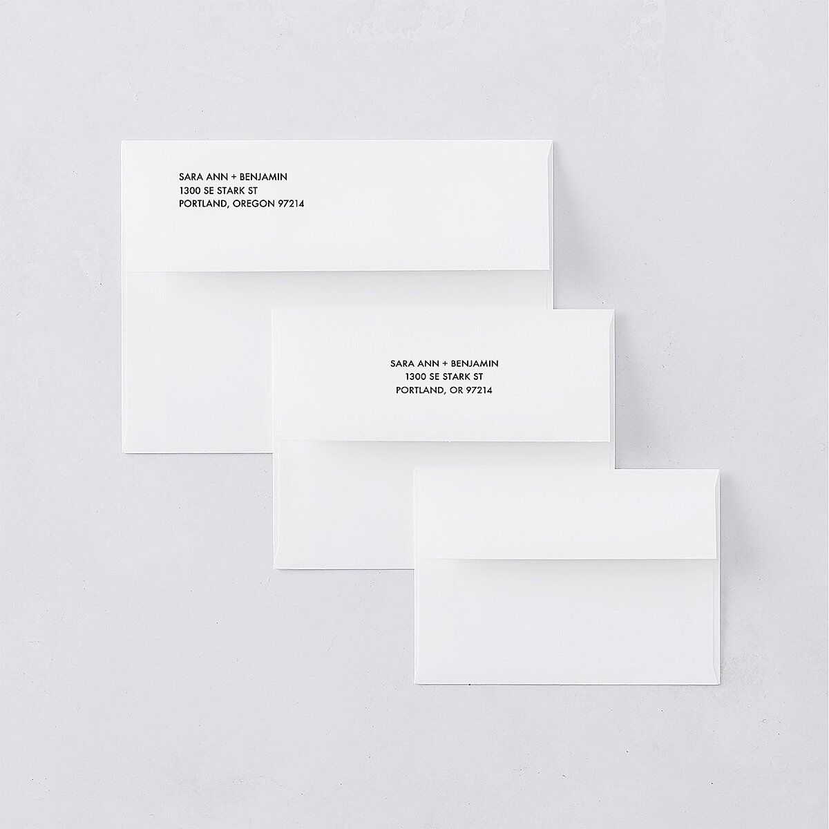 Cinematic Love Story Save the Date Petite Card Envelopes Pure White White Both Recipient and Return Addresses Signature Standard