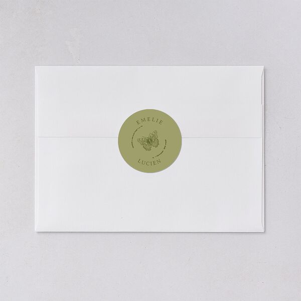 Vintage Toile Wedding Stickers Dark Camo Circle