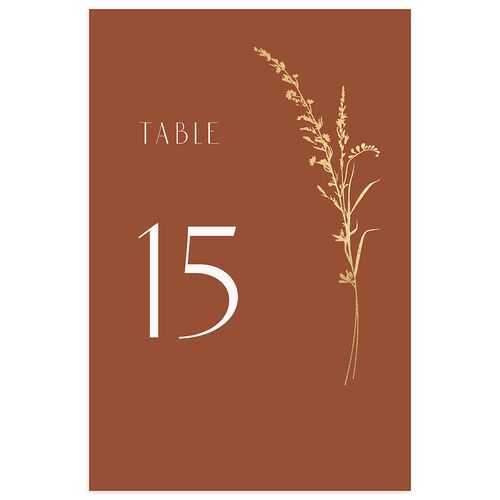 Minimal Wildflower Table Numbers Gold Raw Sienna Signature